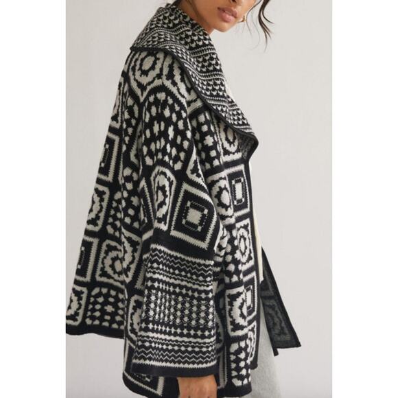 Maeve Anthropologie Square Patchwork Cardigan Boxy Open Front One Size - Picture 3 of 7